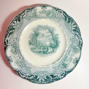 j&G Meakin Green Transferware Plate England Antique